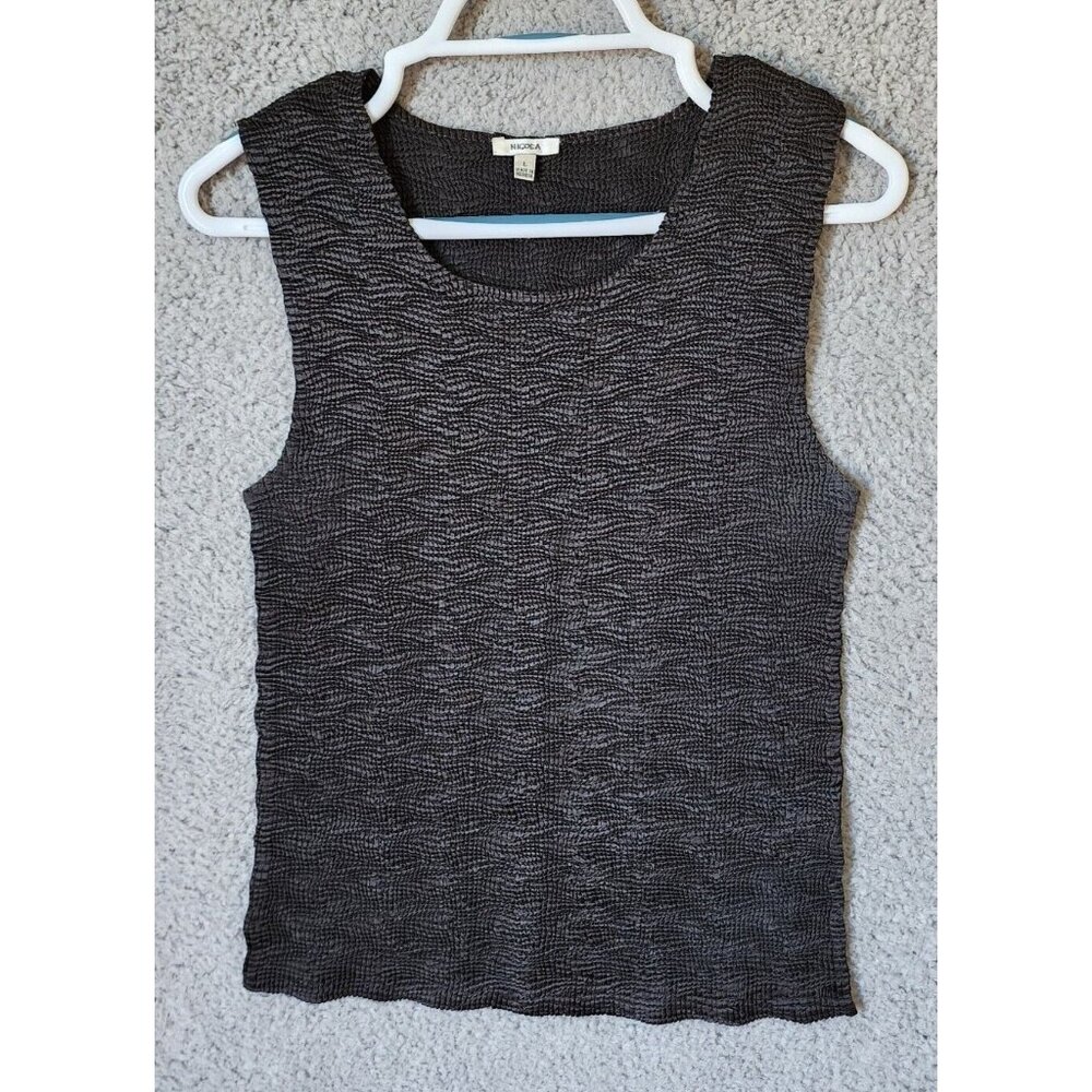 Vtg 90s Y2K Nicola Womens Sleeveless Crinkle Stretch Tank Top Capsule Black Sz L